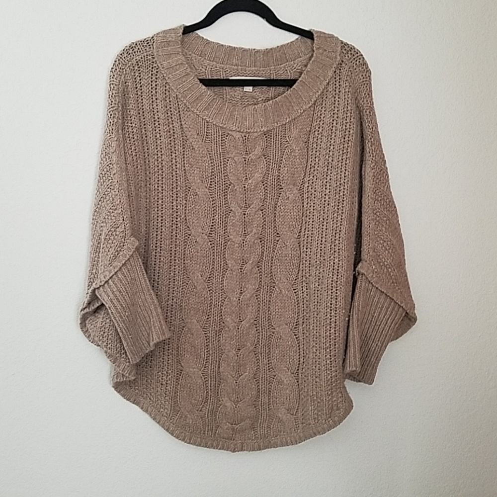 Cable knit poncho